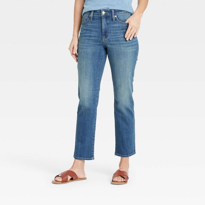 Women's High-rise Slim Straight Fit Cropped Jeans - Universal Thread Medium Wash