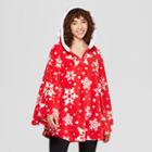 Target Women's Holiday Santa Fleece Poncho - Red