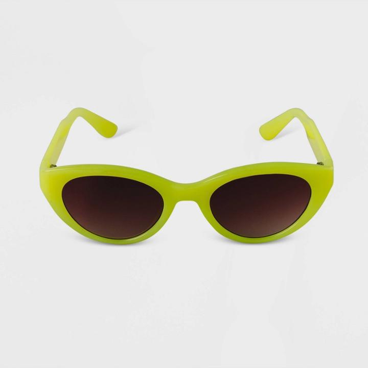 Women's Narrow Plastic Cateye Sunglasses - A New Day Green