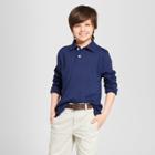 Boys' Long Sleeve Interlock Uniform Polo Shirt - Cat & Jack Navy Xs, Boy's, Blue