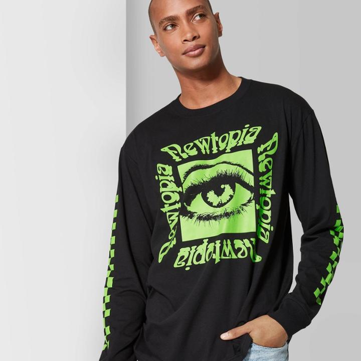 Men's Newtopia Long Sleeve Crewneck Graphic T-shirt - Original Use Java Black