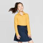 Girls' Long Sleeve Interlock Uniform Polo Shirt - Cat & Jack Zinnia Gold
