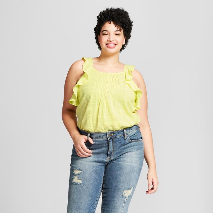 Women's Plus Size Ruffle Tank - Universal Thread Yellow