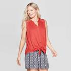 Women's V-neck Button-down Tank Top - Knox Rose Red