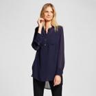 Women's Stripe Textured Chiffon Tunic - A New Day Navy