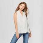 Women's Polka Dot Pleat Front Shell - Spenser Jeremy - White/black