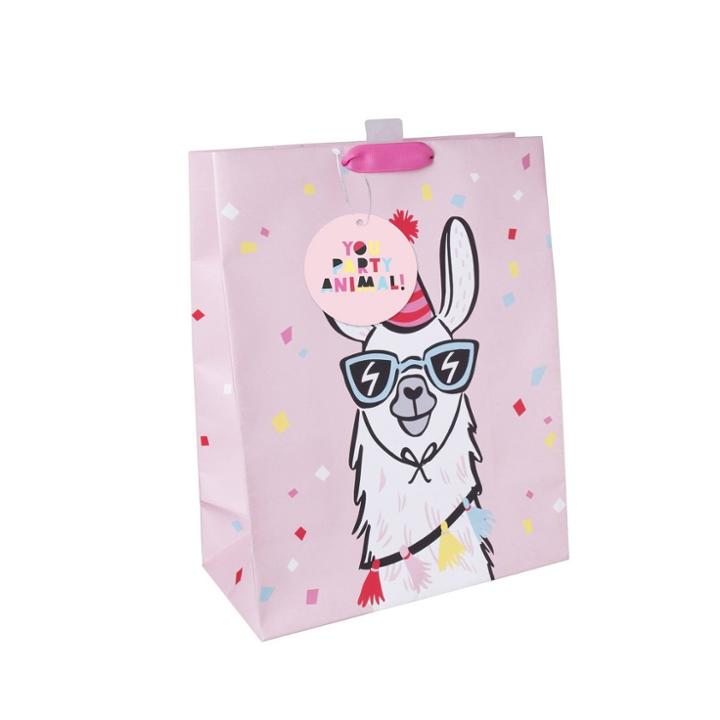 Spritz Llama Print Gift Bag Pink -