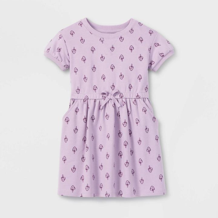 Toddler Girls' Mushroom French Terry Short Sleeve Dress - Cat & Jack Purple