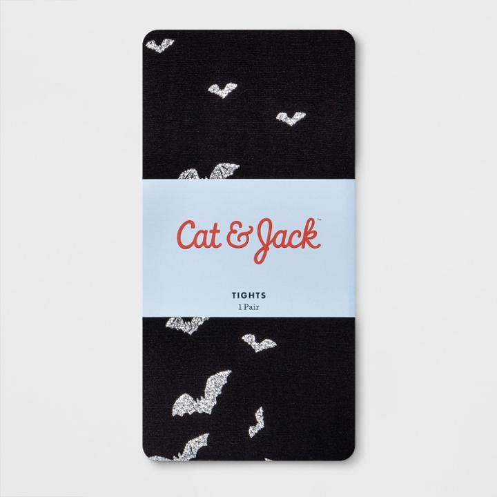 Girls' Halloween Bats Printed Tights - Cat & Jack Black