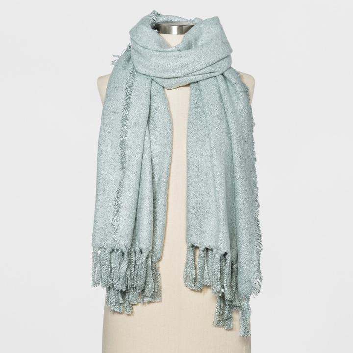 Women's Oversized Oblong Tassels Scarf - Universal Thread Blue