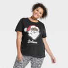 Zoe+liv Women's Plus Size Black Santa Short Sleeve Graphic T-shirt - Black