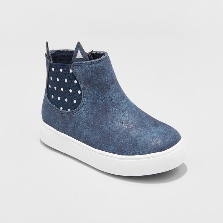 Toddler Girls' Charity Slip On Critter Sneakers - Cat & Jack Navy