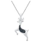 Target 1/20 Ct. T.w. Round White/black Diamond Prong Set Deer Pendant In Sterling Silver (18 Ij-i2-i3), Women's