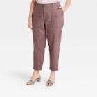 Women's Plus Size High-rise Utility Ankle Pants - A New Day Dark Purple