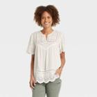 Women's Short Sleeve Eyelet Shirt - Knox Rose White