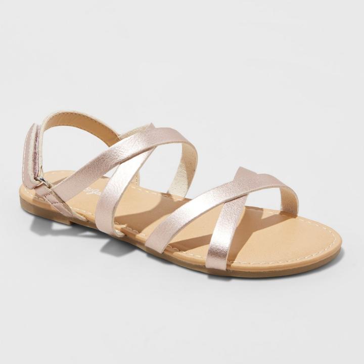 Girls' Nia Strappy Ankle Strap Sandals - Cat & Jack Rose Gold