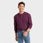 Men's Long Sleeve Henley T-shirt - Goodfellow & Co Dark Red