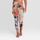 Women's Floral Print High-waisted Brushed Jersey 7/8 Leggings - Joylab Orange