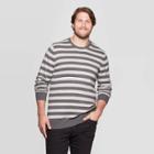 Men's Big & Tall Striped Crew Neck Sweater - Goodfellow & Co Gray
