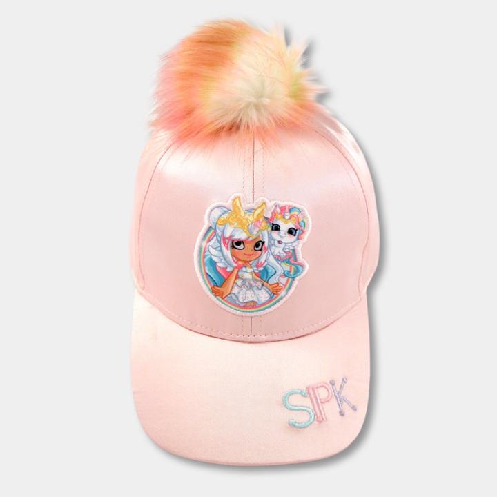 Girls' Shopkins Baseball Cap With Pom Unicorn - Peach, Pink