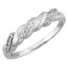 Target Silver Plated Cubic Zirconia Thin Twist Band Ring -
