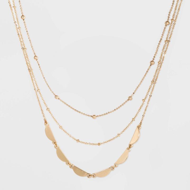 Three Row Layered Necklace - A New Day Gold, Women's