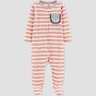 Baby Boys' Striped Tiger Footed Pajamas - Just One You Made By Carter's Orange Newborn