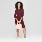 Women's Long Sleeve Crew Neck Sweater Dress - A New Day Red