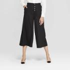 Women's Button Front Wide Leg Palazzo Pants - Who What Wear Black
