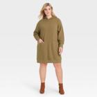 Women's Plus Size Long Sleeve Sweater Dress- Who What Wear Olive Green