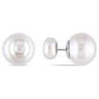 Target 8 - 8.5 Mm And 12.5 -13 Mm White Freshwater Cultured Pearl Tribal Earrings In Sterling