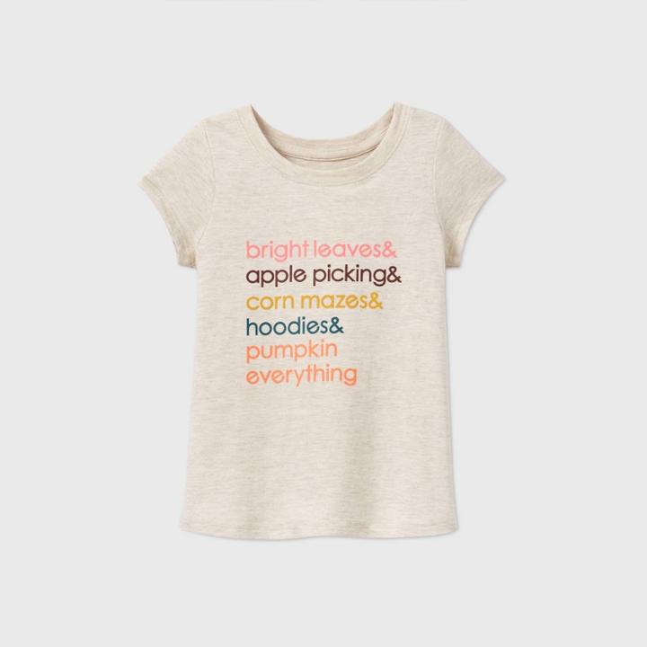 Toddler Girls' Short Sleeve Fall Things T-shirt - Cat & Jack Cream