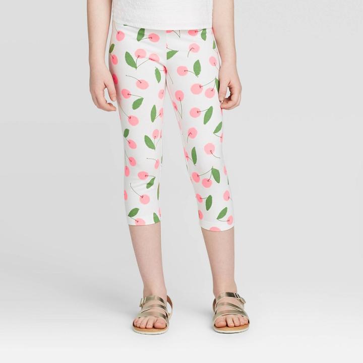 Girls' Cherry Capri Leggings - Cat & Jack White