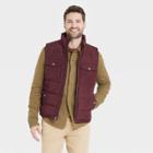 Men's Pomegranate Mystery Solid Midweight Puffer Jacket - Goodfellow & Co Red