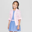 Girls' Ruffle 3/4 Sleeve Cardigan - Cat & Jack Pink