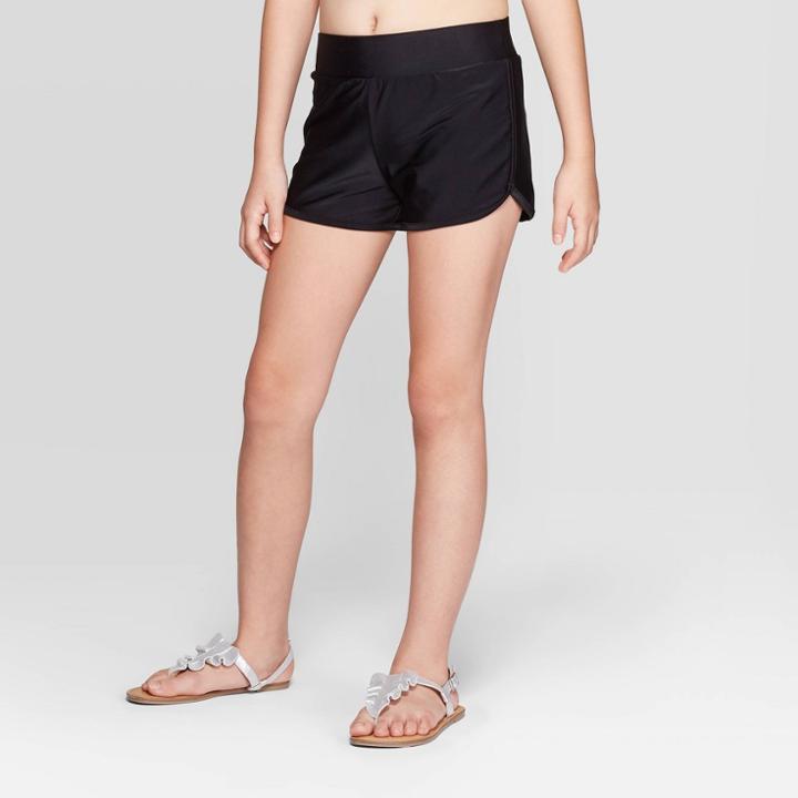 Girls' Swim Cover Up Shorts With Lining - Art Class Black