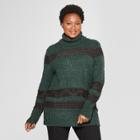 Women's Plus Size Long Sleeve Jacquard Tunic Sweater - Universal Thread Green