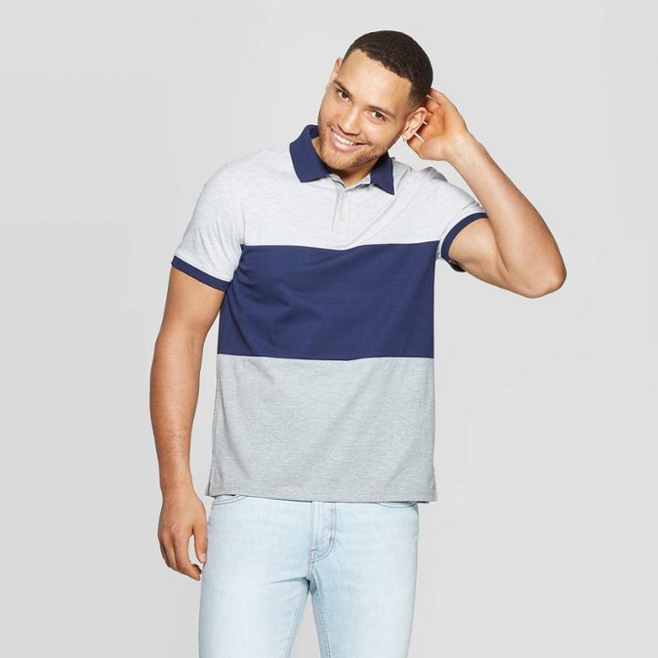 Men's Athletic Fit Retro Polo Shirt - Goodfellow & Co Federal Blue