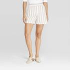 Women's Striped High-rise Linen Shorts - A New Day Cream
