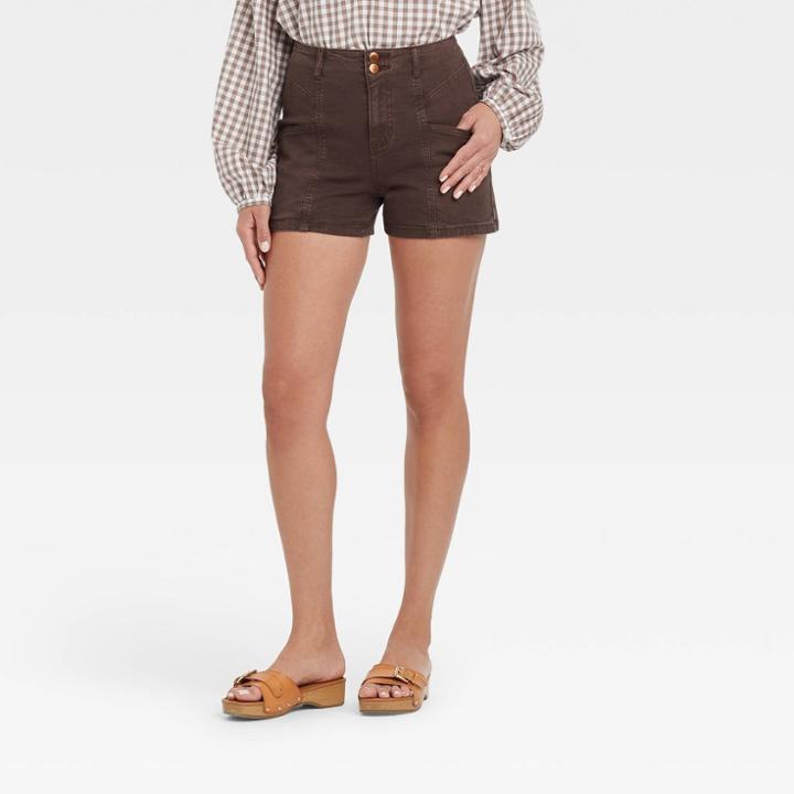 Women's High-rise Cargo Midi Shorts - Universal Thread Dark Brown