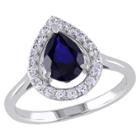 Allura 1.8 Ct. T.w. Simulated Blue Sapphire With 2/5 Ct. T.w. Simulated White Sapphire Ring In Silver