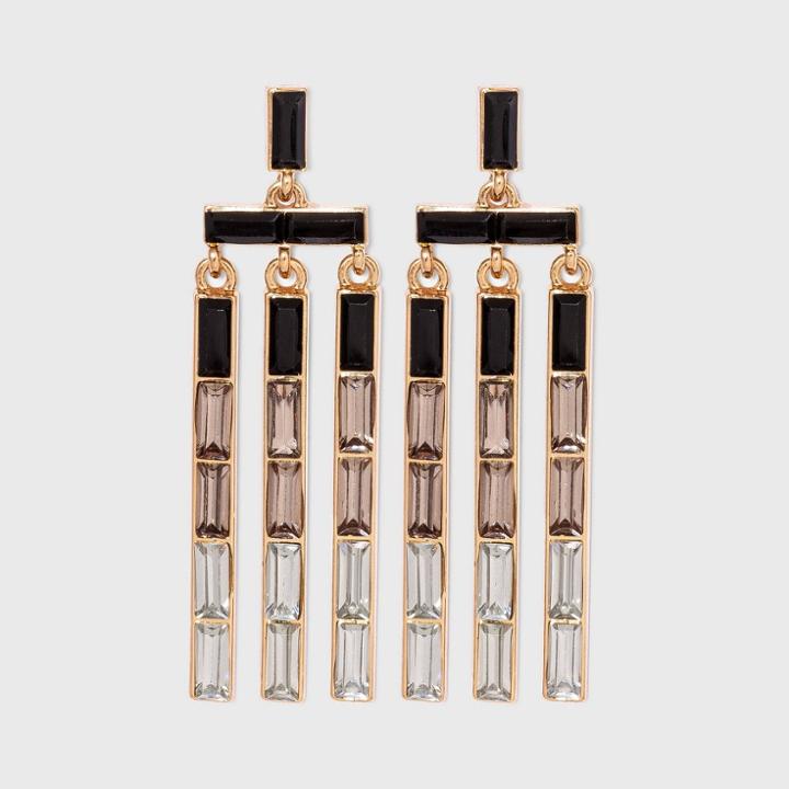 Baguette Stone Waterfall Drop Earrings - A New Day Black