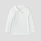 Toddler Boys' Adaptive Long Sleeve Polo Shirt - Cat & Jack White