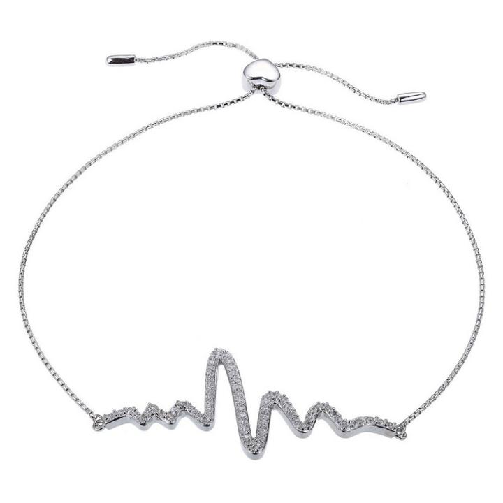 Target Sterling Silver Cz Heart Beat Adjustable Bolo Bracelet, Girl's