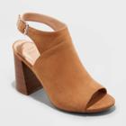 Women's Joanna Peep Toe Heels - A New Day Cognac
