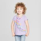 Toddler Girls' Rainbow Unicorn Short Sleeve T-shirt - Cat & Jack Violet