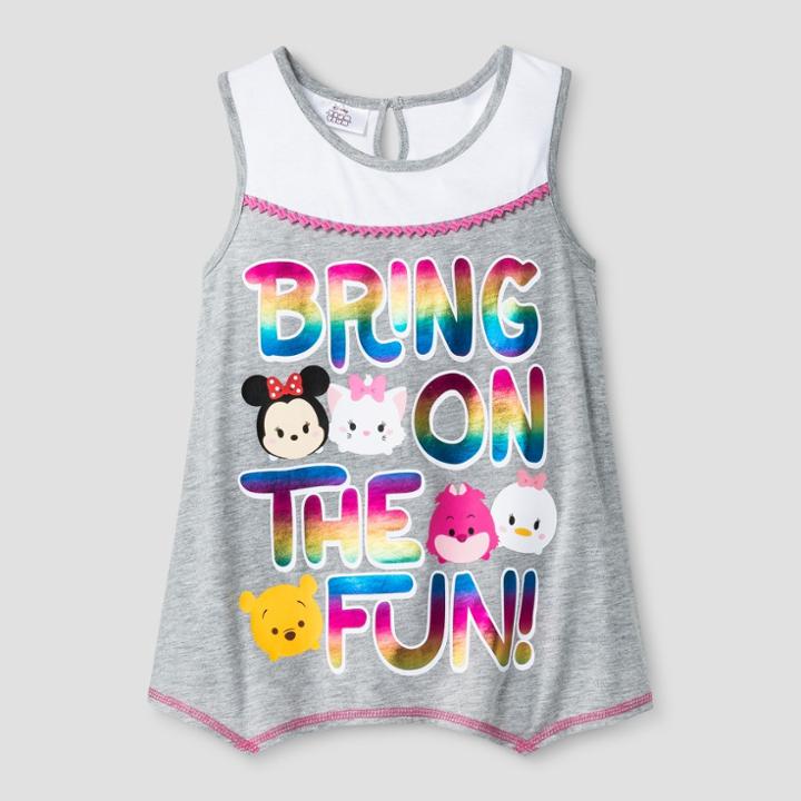 Disney Girls' Tsum Tsum Sharbite Tank Top - Gray