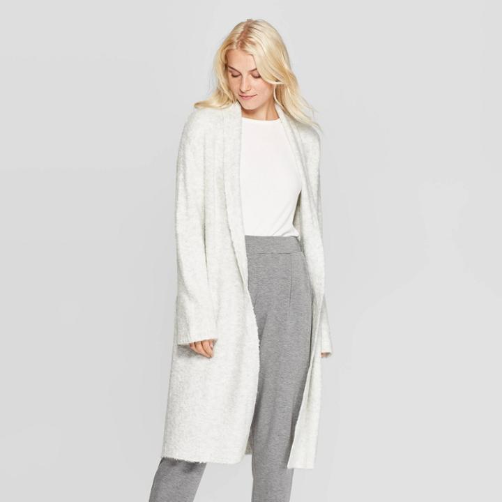 Women's Long Sleeve Open Front Duster Sweater - A New Day Heather Gray Xl/l, Size: Xl/large, Grey Gray