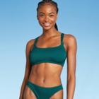 Juniors' Ribbed Knotted Strap Bralette Bikini Top - Xhilaration Teal Green D/dd Cup