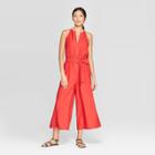 Women's Halter Neck Ankle Length Wide Leg Jumpsuit - Prologue Red